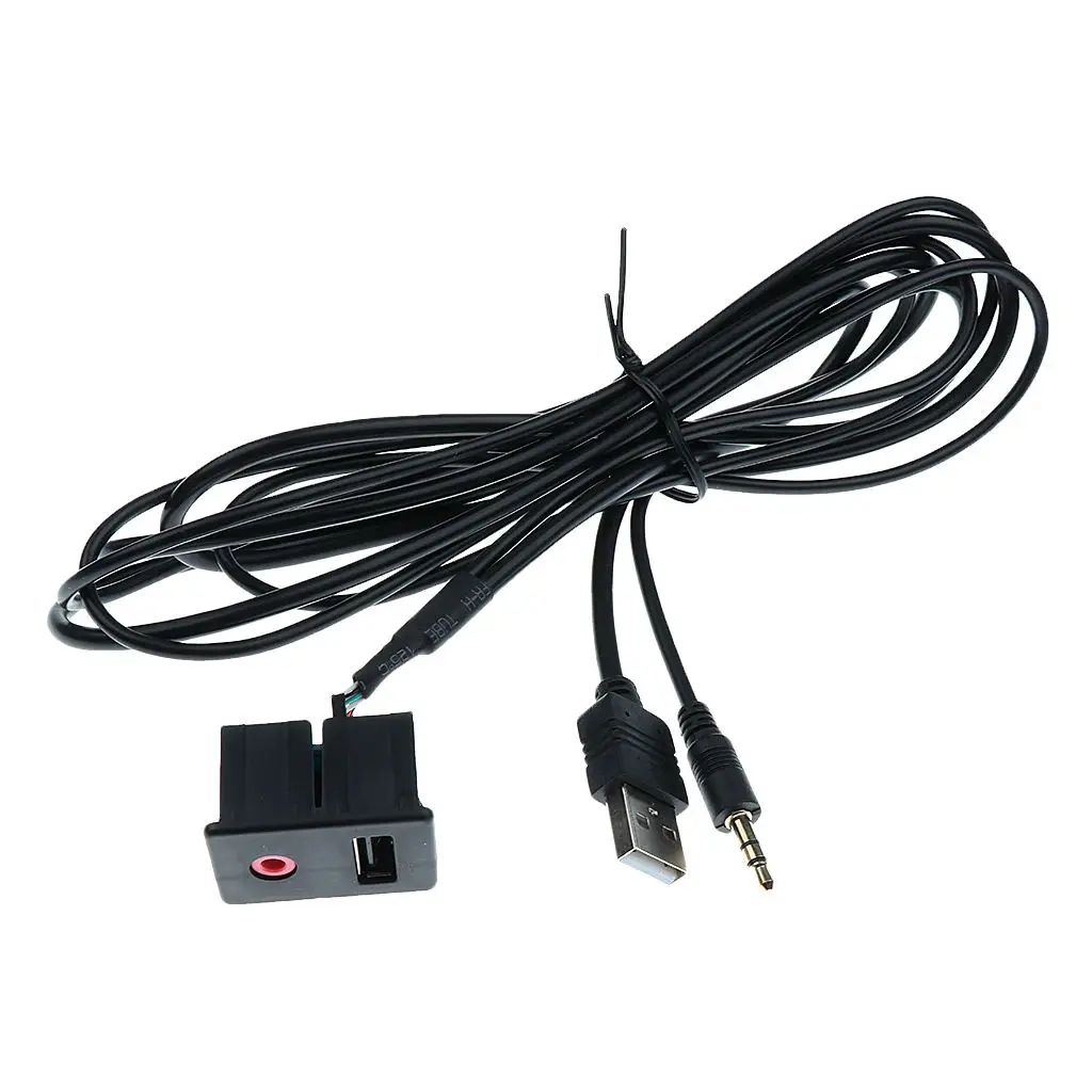 

Car USB Aux-in 3.5mm Port Socket Adapter Connector Panel Parts