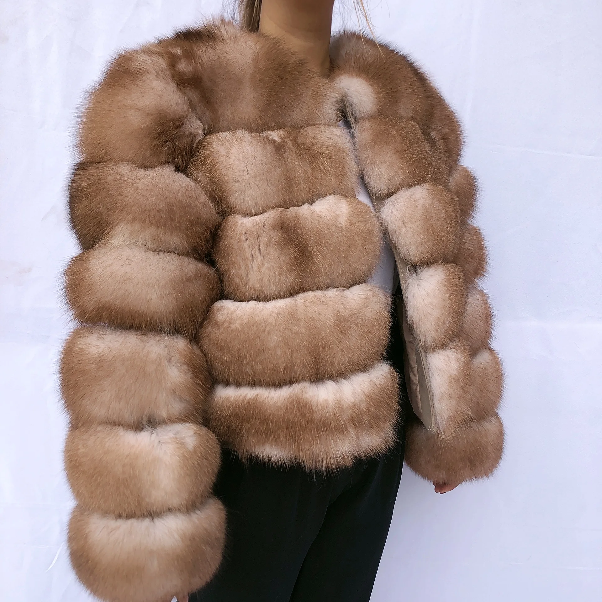 Женская зимняя куртка из лисьего меха красная лиса серебристая Лиса сексуальная