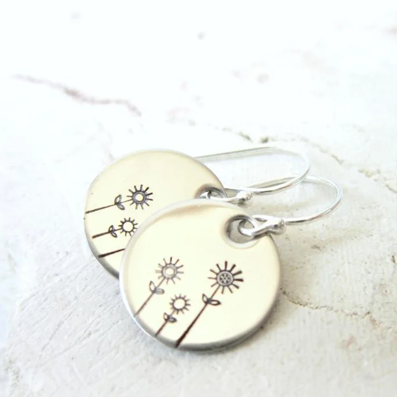 

Round Flower Dangle Earrings For Women Trendy Vintage Geometric Drop Earrings Female Fashion Jewelry Gift Accessories Party 2021