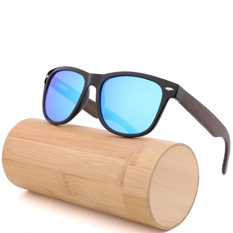 

New Fashion Wood Sunglasses Polarized Square Sunglasses Mens Womens Brand Designer Classic Plastic Frame+Ebony Legs Sun Glasses