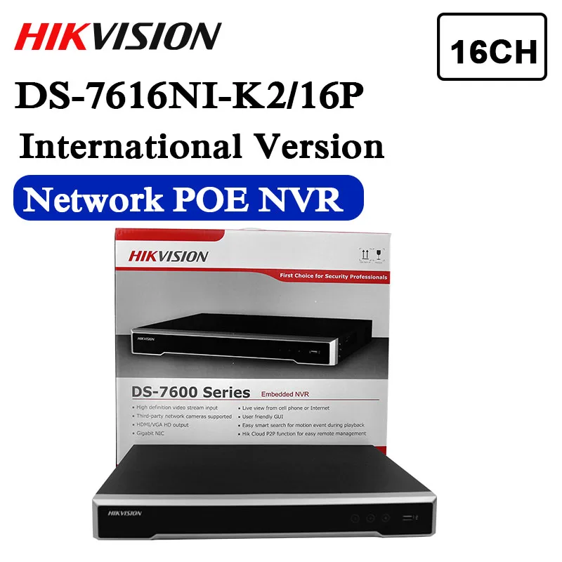 DS-7616NI-K2/16 P международная версия DS-7616NI-K2/16 P 16ch H.265 NVR 4K для до 8MP заглушка камеры и игры NVR