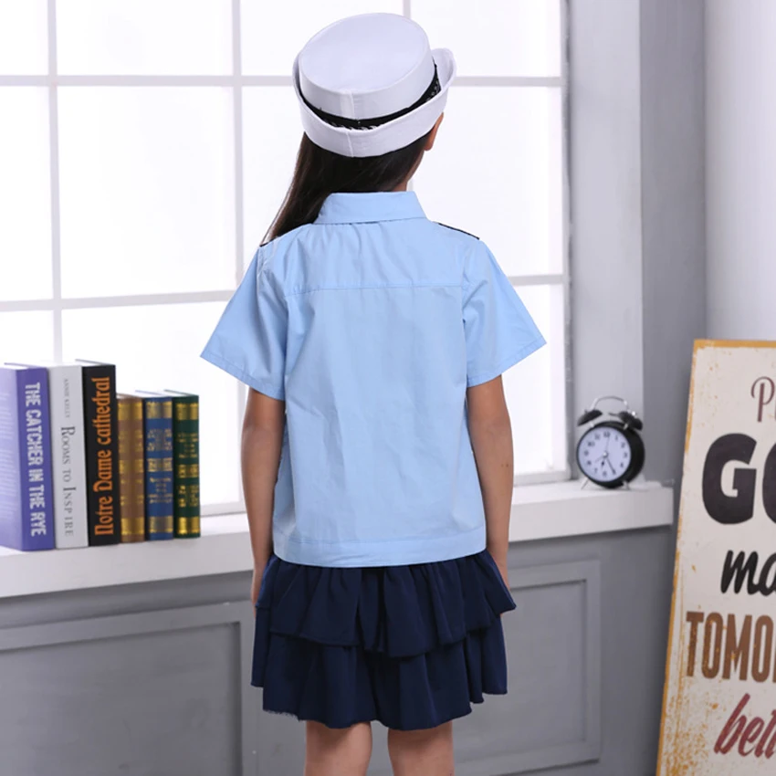 Детская Униформа полицейской женщины для девочек костюмы косплея комплект