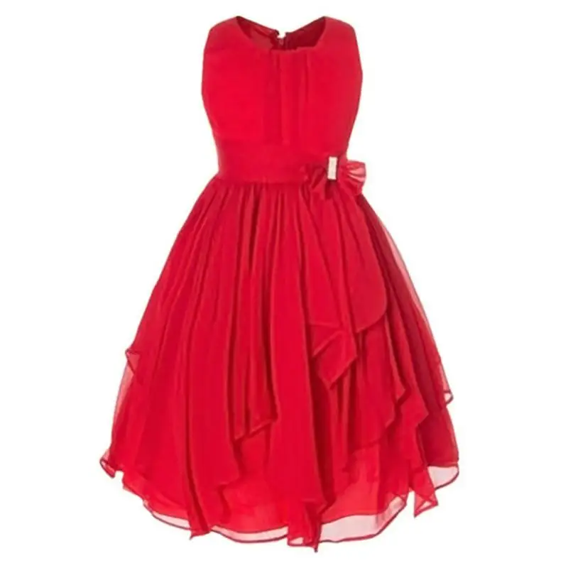 

Girls Flower Bridesmaid Chiffon Dress Wedding Birthday Party Prom Gown Children Candy Color Princess