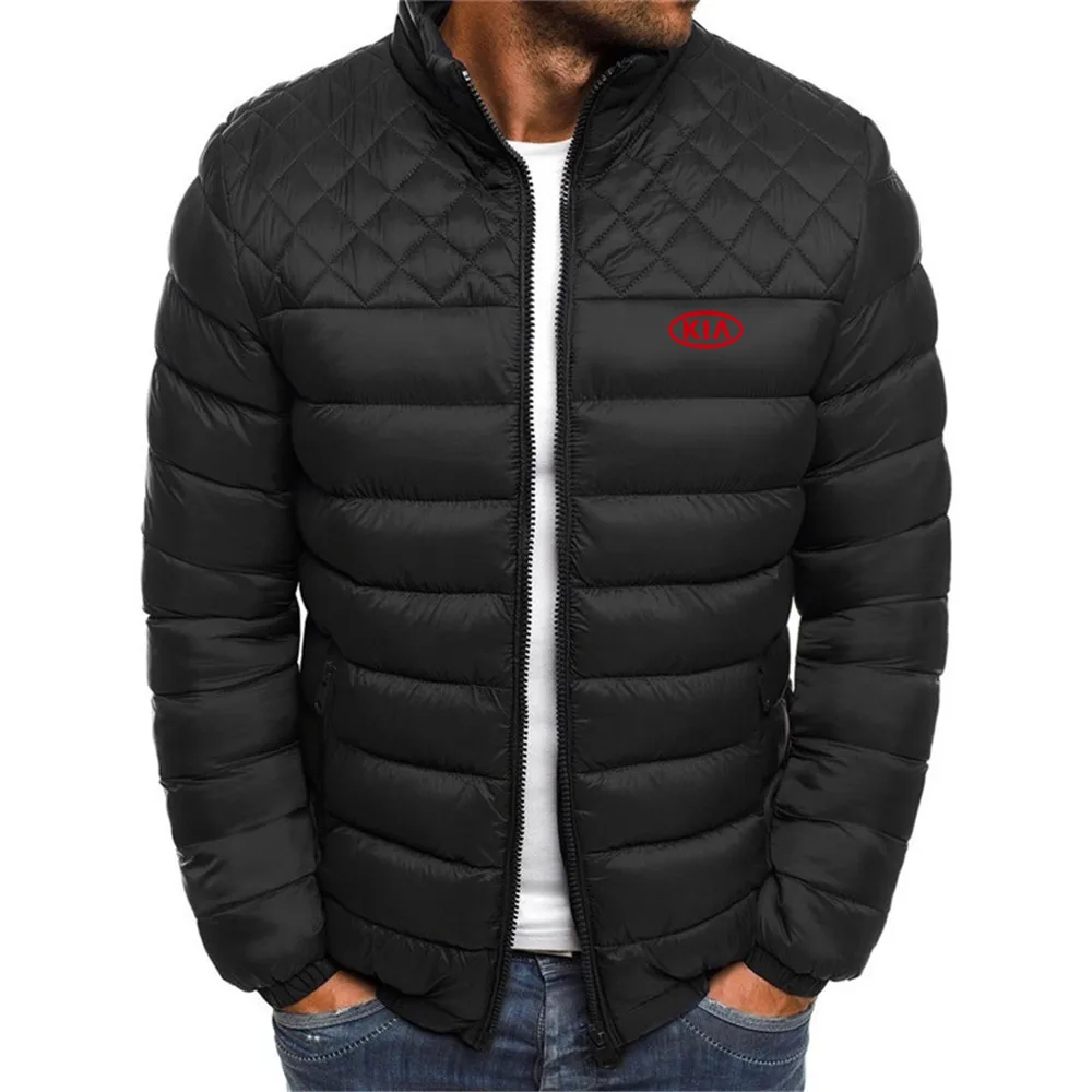 

KIA men's autumn and winter printing logo slim padded jacket casual thick warm cotton jacket male AB7