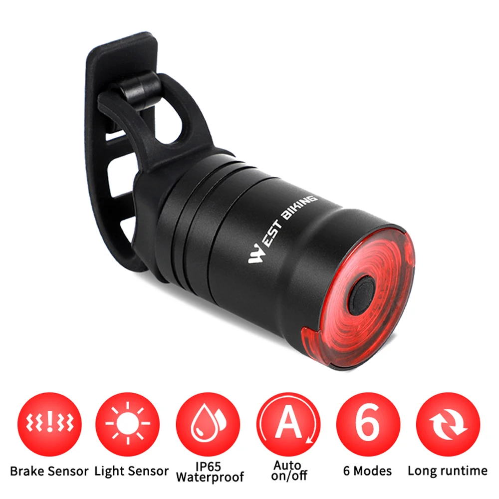 Фонасветильник задний велосипедный с датчиком торможения IPX6