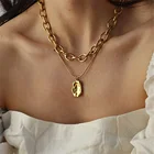 DAXI 2021 модное многослойное ожерелье с подвеской в виде монеты для женщин Винтажная цепочка-змея чокер ожерелье на свитер ювелирные изделия для вечеринки в подарок