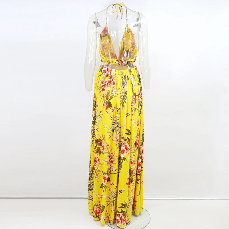 Элегантное желтое платье с открытой спиной и v образным вырезом|Женские платья| |