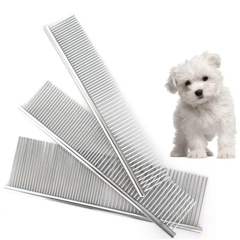 

Pet Dematting Comb Grooming Comb Stainless Steel Row Comb Dog Comb Long 19cm Brush Combs Removes Loose Undercoat
