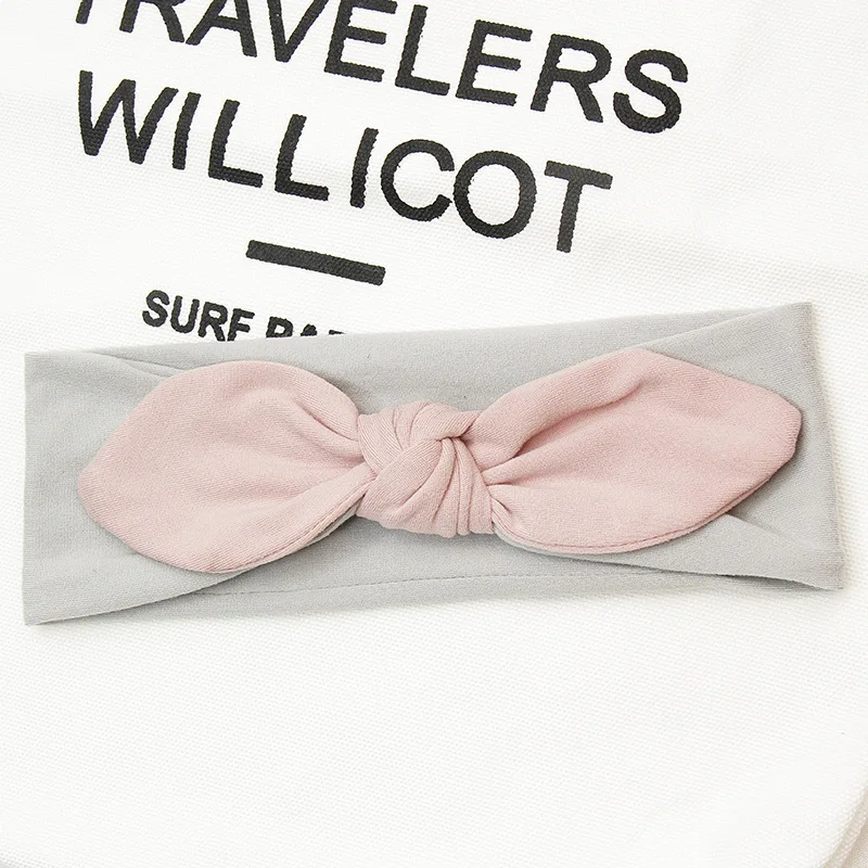 Детская повязка на голову с бантом шапка-тюрбан заячьими ушками для девочек