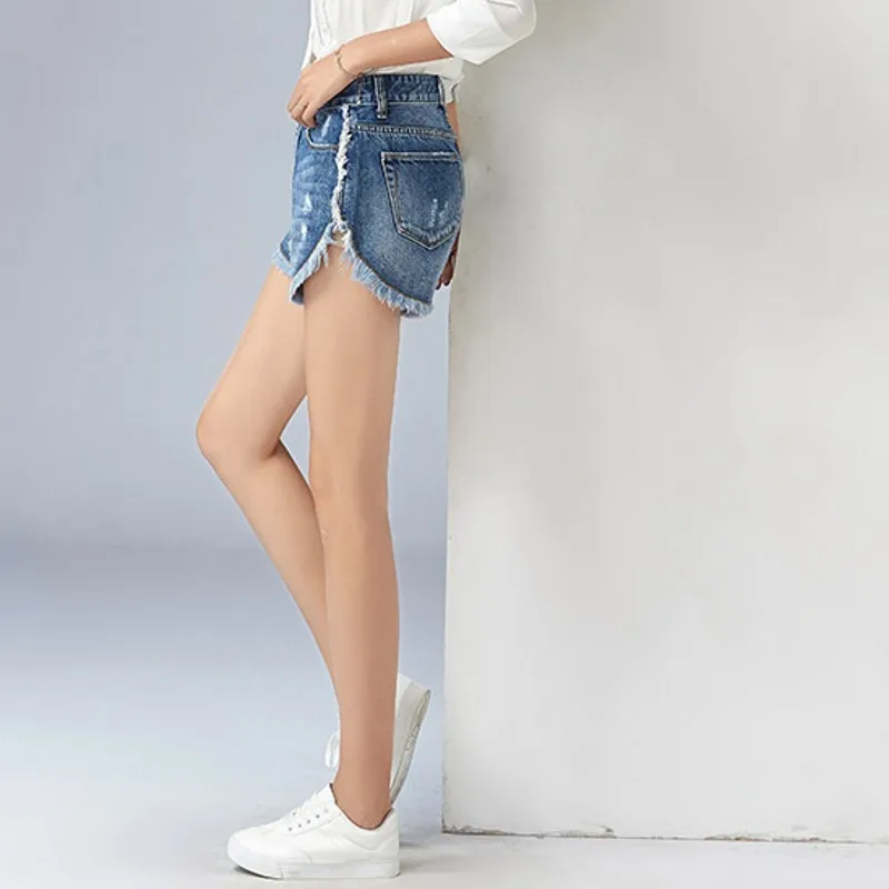 Летние Новые Брендовые женские джинсы с высокой талией модные рваные Прямые