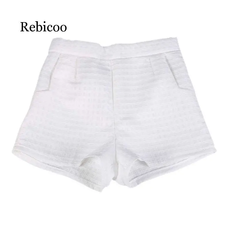 

2019 autumn new A word shorts female was thin candy color high waist large size jacquard plaid wide leg shorts