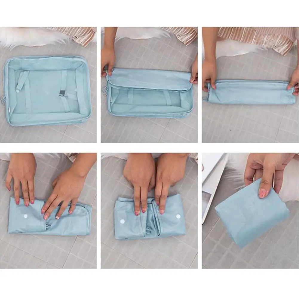 

6PCS Twill Travel Storage Bag Waterproof Packing Cubes Organizers Clothing Finishing Classification Set Sorting Pouch Multifunct