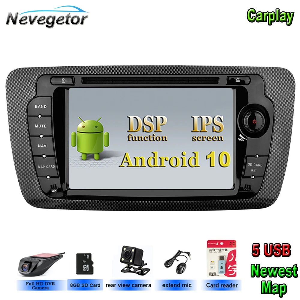 DSP Android 10 IPS Автомобильный мультимедийный плеер 2 din для SEAT IBIZA 2009 2014 WiFi радио с Bluetooth