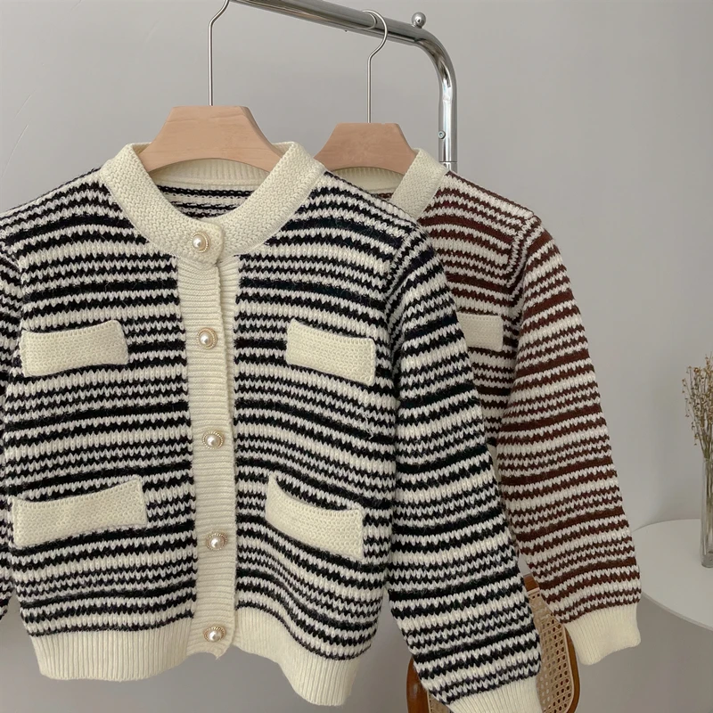 

Aibeautyer New 2021 Wild Short Cardigans Vintage Striped Tops Sweet Elegant Oversized Women's Autumn Winter Sweaters