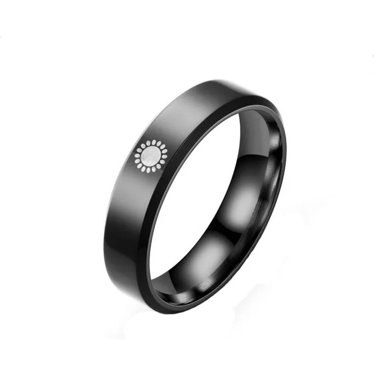 Women Ring Lovers Rings Man Fashion Sun Moon Jewellery Wedding Couples Cute Silver Color Black Metal Stainless Steel Anillos |