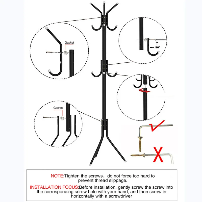 

2019 Simple Metal Coat Rack Assembled Living Room Floor Hat Clothing Display Stand Home Furniture Multi Hooks Hanging Clothes LC