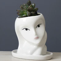 creative face art sculpture flower pot female face ceramic flower pot with hole succulent flower pot outdoor garden accessories
