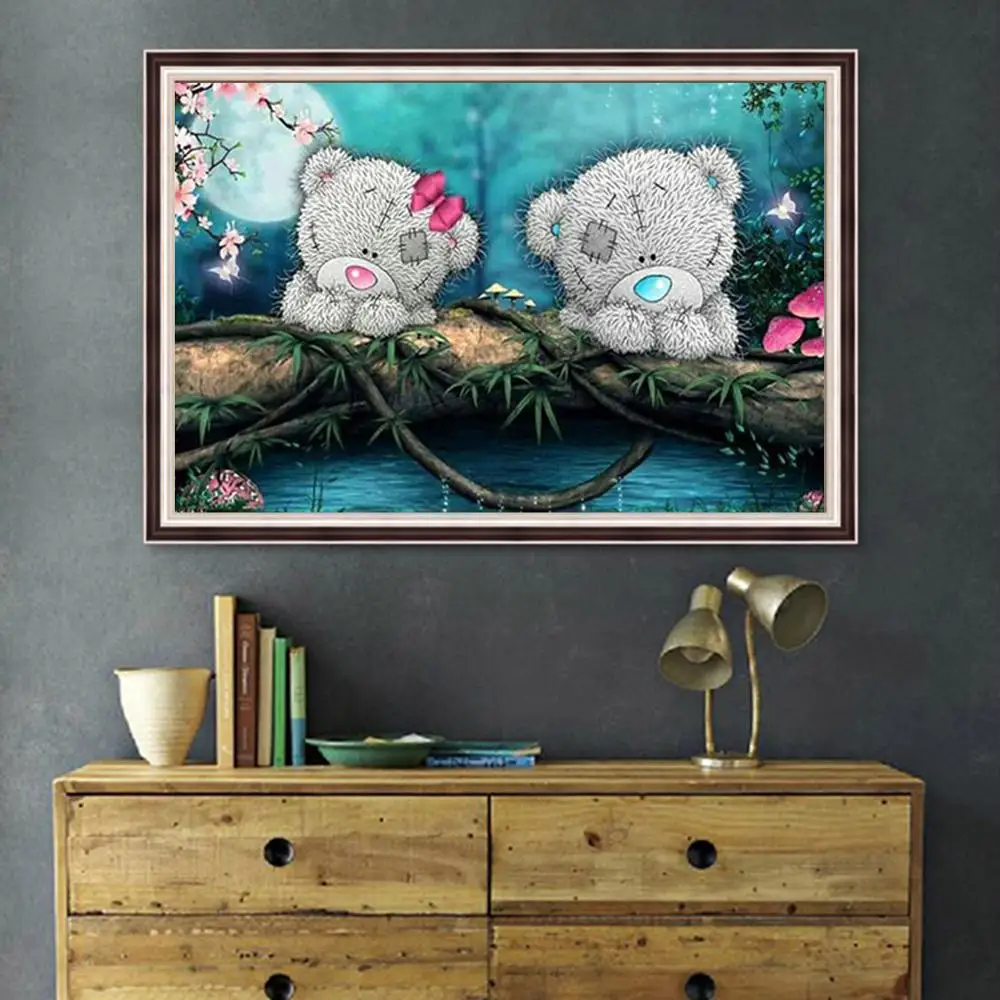 Полная дрель 5D алмазная картина вышивка крестиком патч медведь на речной