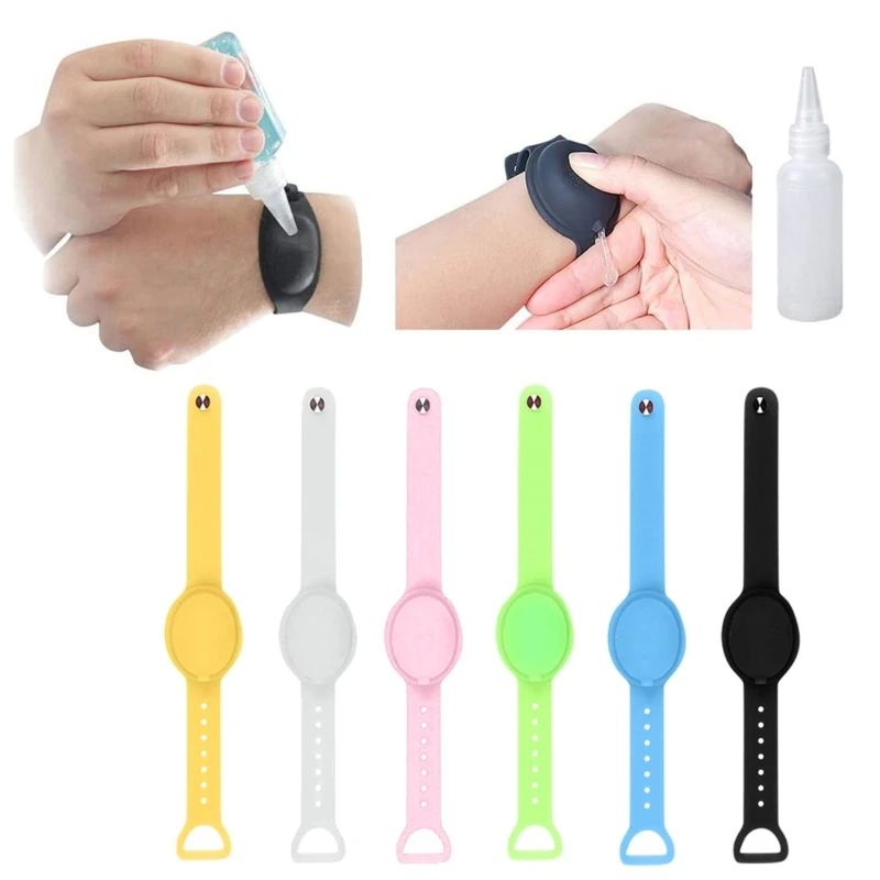 

Pcs Liquid Wristband Hand Dispenser Silicone Refillable Wristband for Adult Kid