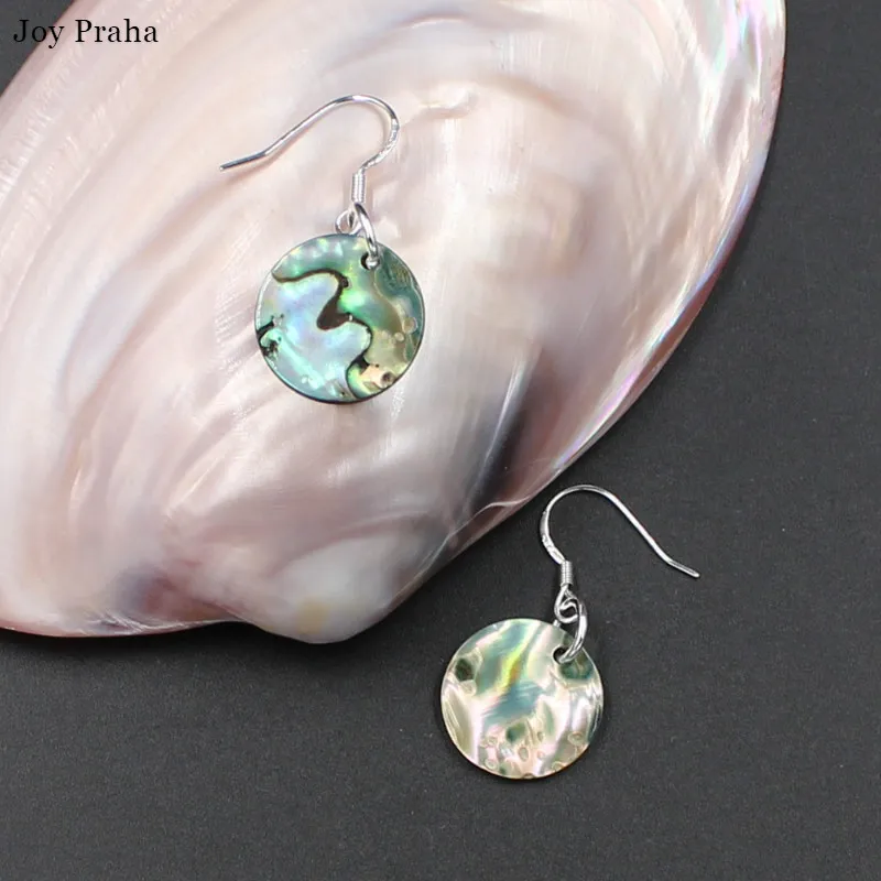 

Natural colored abalone shell circular earrings / Australian shell drop earrings