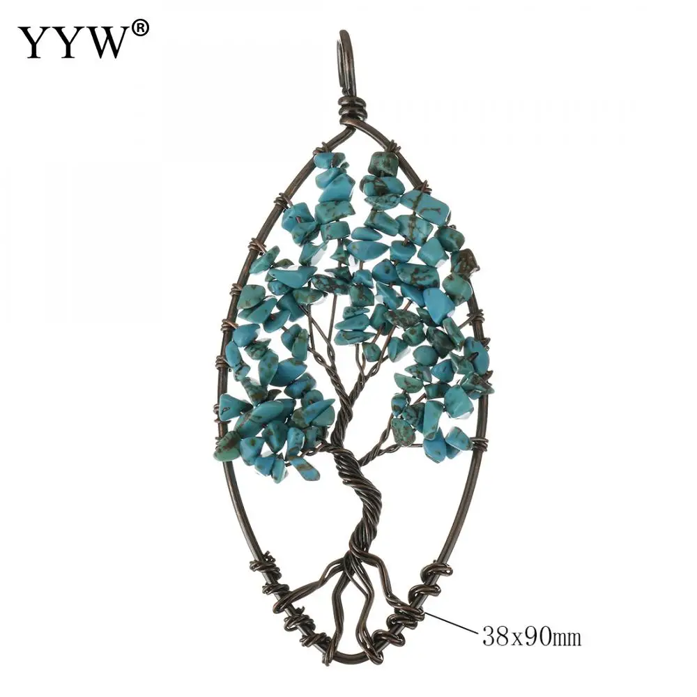 Healing 7 Chakras Beads Handmade Wire Wrap Tree Of Life Pendants Natural Lapis Lazuli Tiger Eye Gem Stone Chip Jewelry | Украшения и