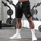 Сетчатые быстросохнущие шорты для бега, Мужская однотонная Спортивная одежда для фитнеса, бодибилдинга, короткие штаны, мужские спортивные шорты для тренажерного зала, пляжных тренировок