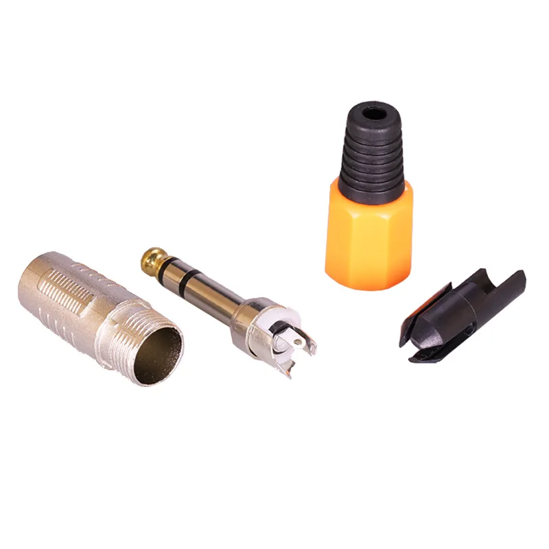 

100pcs/lot 3 Poles 6.35mm Stereo Plug 1/4" Connector Microphone Guitar Plug 3 Pin 3 6.35mm Stereo Wire Connector