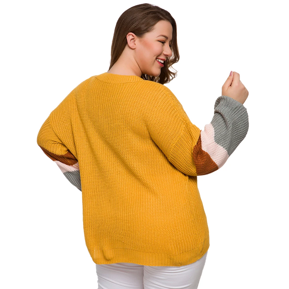2019 длинный свитер с v-образным вырезом цвет мм осенний и зимний большого размера |