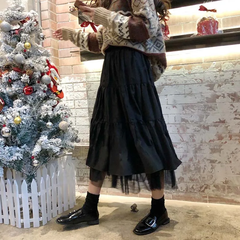 Осенне-зимняя длинная юбка в стиле бохо женские пляжные юбки с высокой талией и