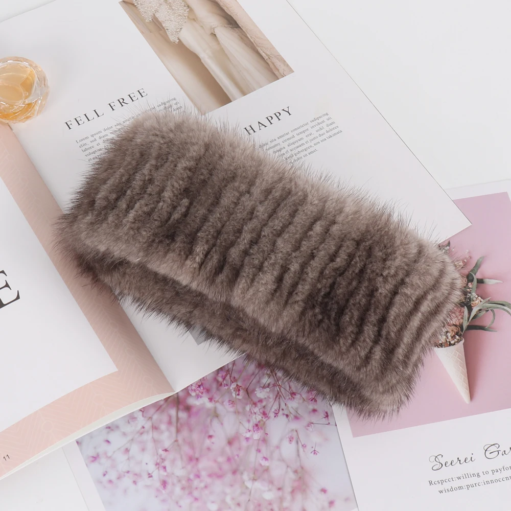 Новый стиль зимний женский вязаный эластичный шарф из натурального меха норки