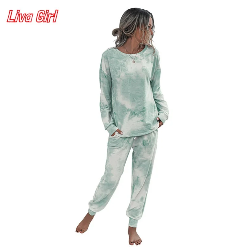 Базовая футболка с принтом в виде галстука-красителя длинный комплект из двух