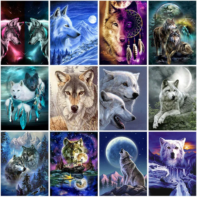 

Wolf DIY 5D Diamond Painting Full Round Resin Mosaic Animal Paintings Diamond Embroidery Cross Stitch Kits Home Decor