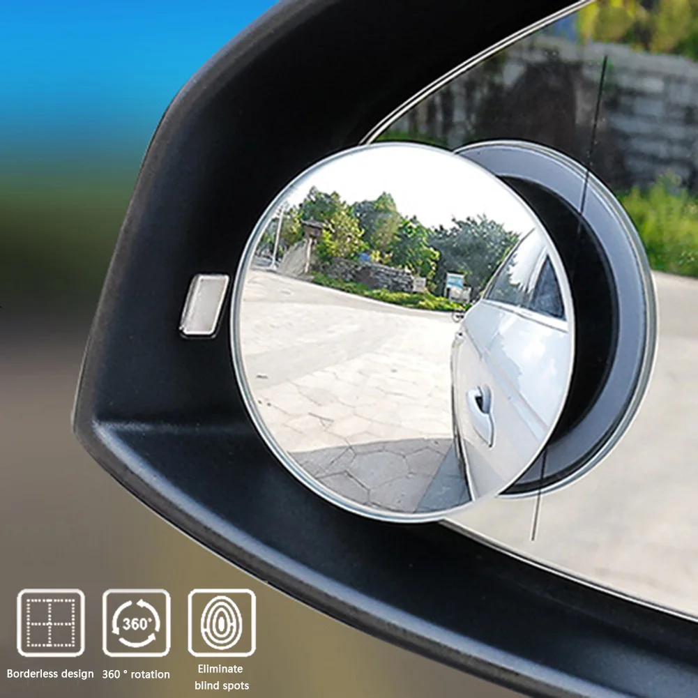 

1 пара круглых автомобильных зеркал для слепых зон, Безрамное широкоугольное Выпуклое поворотное зеркало заднего вида, круглое автомобильн...