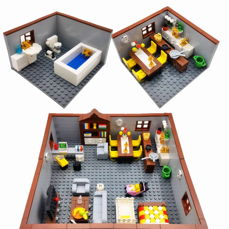 

City House Building Blocks Toys for Children Boy Girl DIY Gifts MOC Bricks Bedroom Living Room Furniture Model Juguetes Bloques