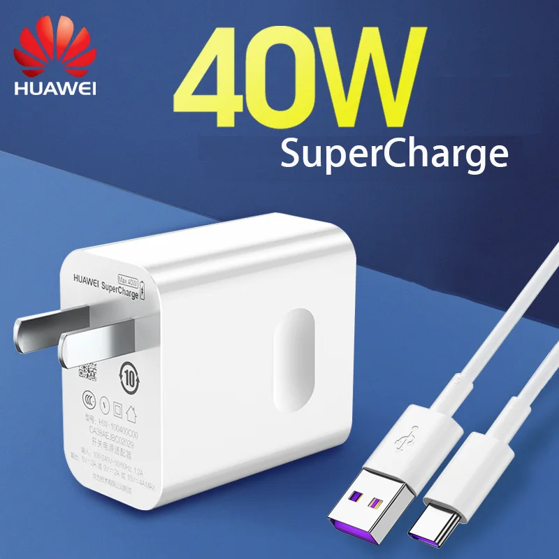 Оригинальный 10 в 4A Huawei зарядное устройство суперзарядка 40 Вт Быстрая зарядка для