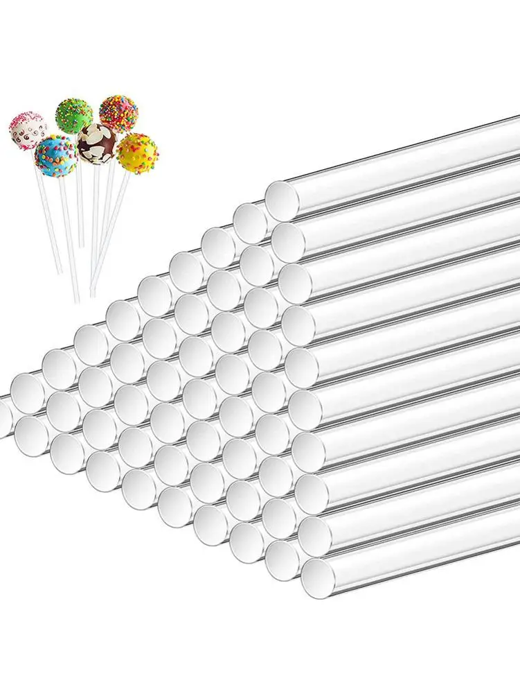 

100PCS Acrylic Lollipop Sticks Reusable Acrylic Rods For Cakes Pop Sucker Sticks Cake Pop Sticks For Candy Chocolate Sugar Pole