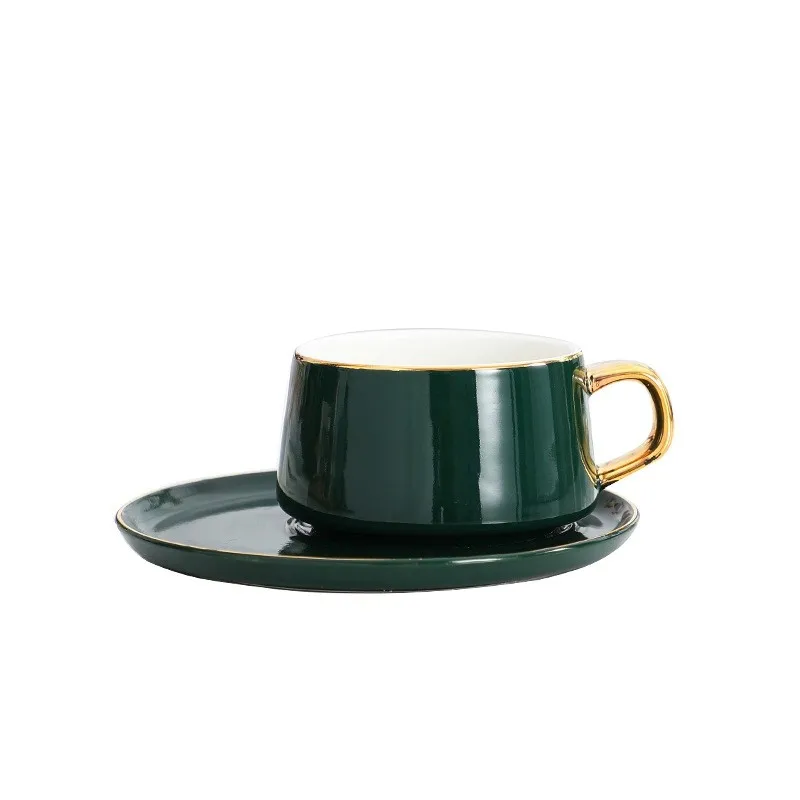

NoEnName_Null Light Luxury Style Ceramic Coffee Cup and Saucer Set Porcelain Afternoon Tea Cups Suite Breakfast Milk Mug