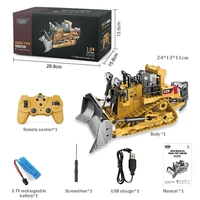 2 4ghz rc bulldozer forklift large simulation alloy excavator children charging power engineering vehicle boy toy christmas gift