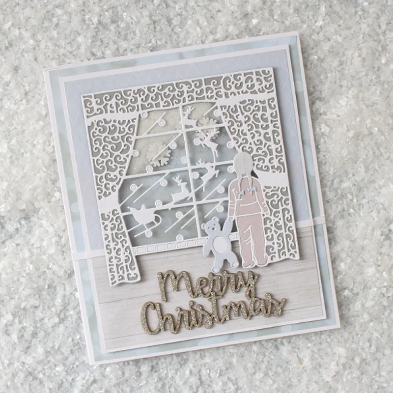 Волшебная сцена металлические Вырубные штампы девушка стоять за окном вырубки