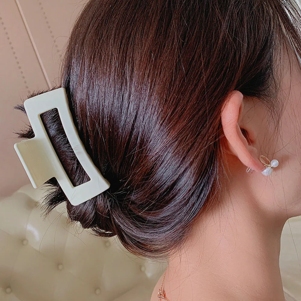 

Fashion Square Acrylic Hair Claws Hair Clamps Simple Pure Color Hair Clips Retro Make Up Hairdress Hair Styling Tool For Women