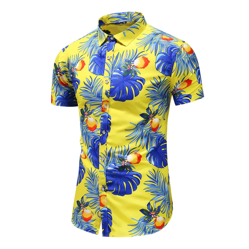 Гавайская рубашка мужская с пуговицами на пуговицах и коротким рукавом