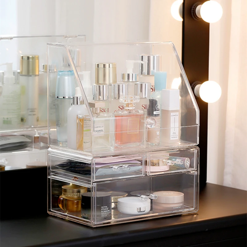 Ящик для хранения косметики органайзер макияжа настольный пыленепроницаемый