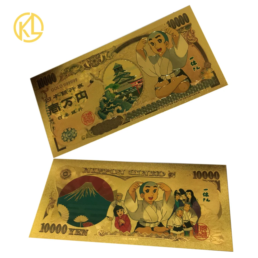 little monk 10 шт./лот 10000 иен японский Certoon Пикачу золото пластиковые банкноты для классической детской коллекции памяти - Цвет: little monk