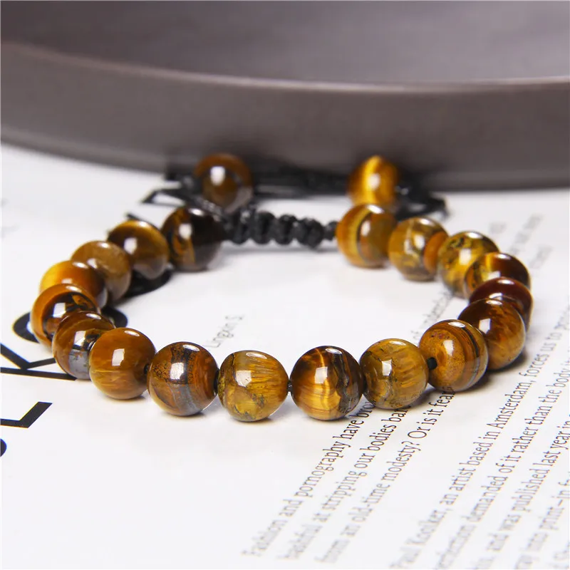 

Natural Healing Energy 6/8 mm Cat Eye Beads Bracelets Men Tiger Eye Stone Bangle Vintage Handmade Braid Women Pulsera Homme