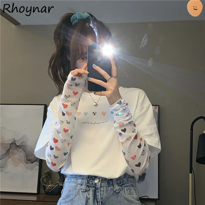 

Long Sleeve T-shirts Women Summer All-match Chic New Sun-proof Lovely Ulzzang Ladies Trendy Soft Crop Tops Vintage Daily Leisure