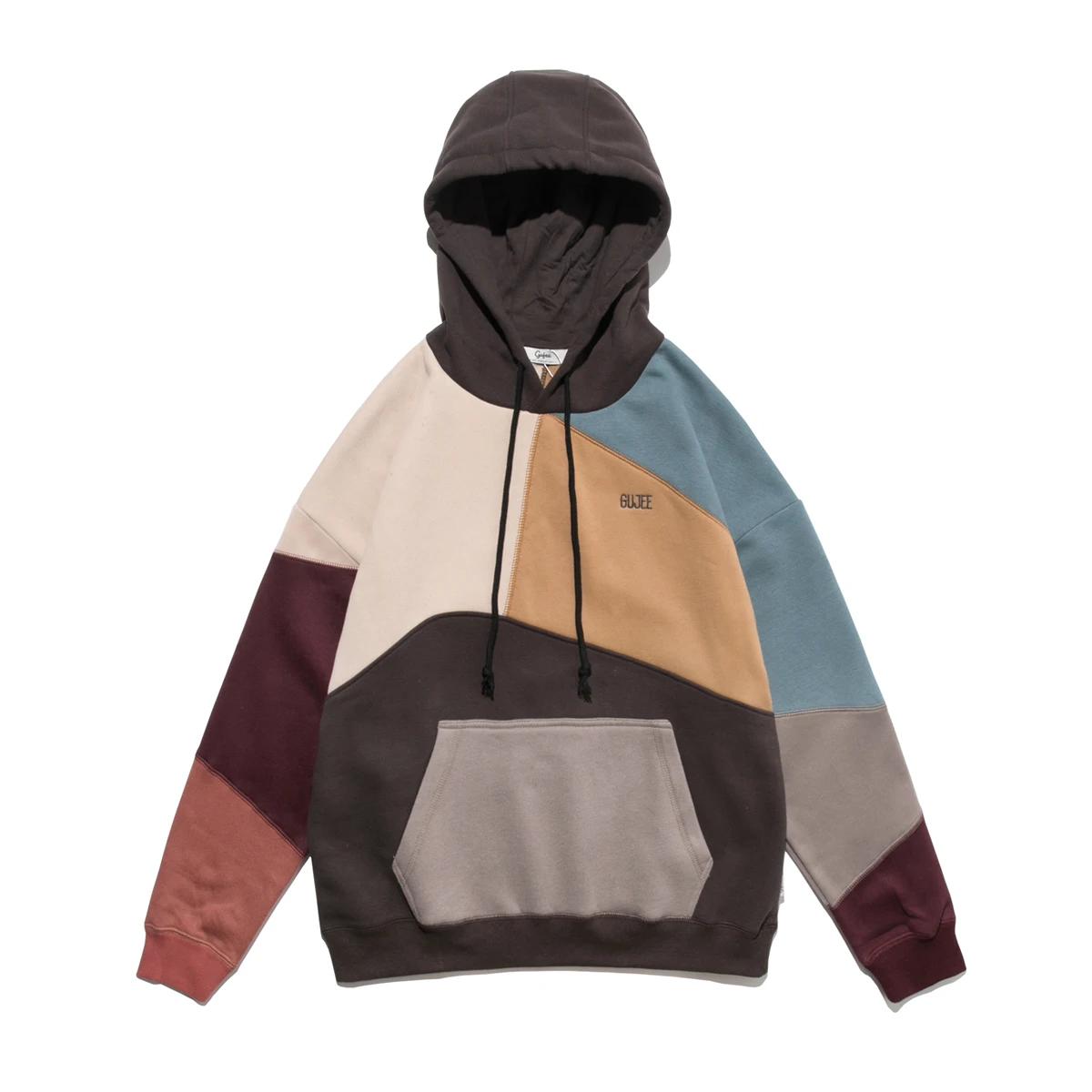 Hip Hop Streetwear Vintage Retro Men Long Sleeve Hooded Sweatshirt Patchwork Hoodies For Males Guys Fashion Top Outfits Kangoo | Мужская