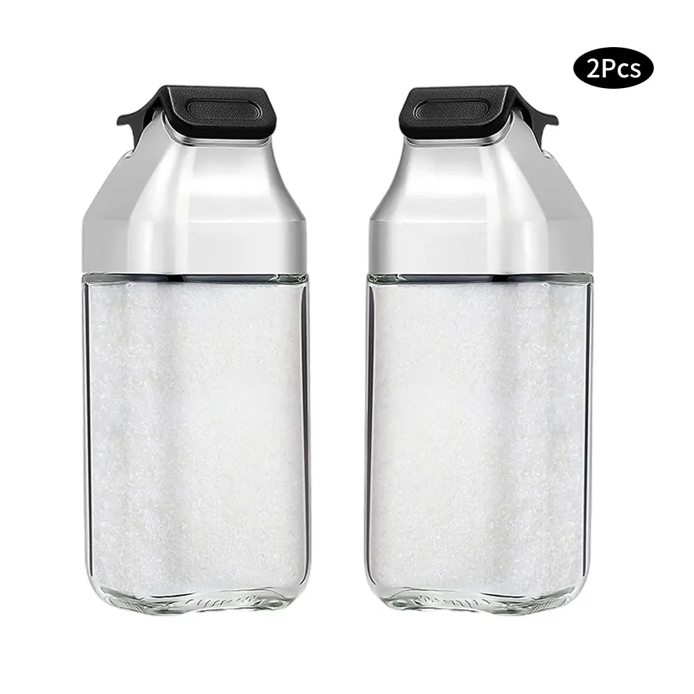 

2PCS Spice Shaker Glass Transparent Spice Seasoning Bottles Salt Pepper Container Kit For Spice Pepper Salt Kitchen Spice Jar