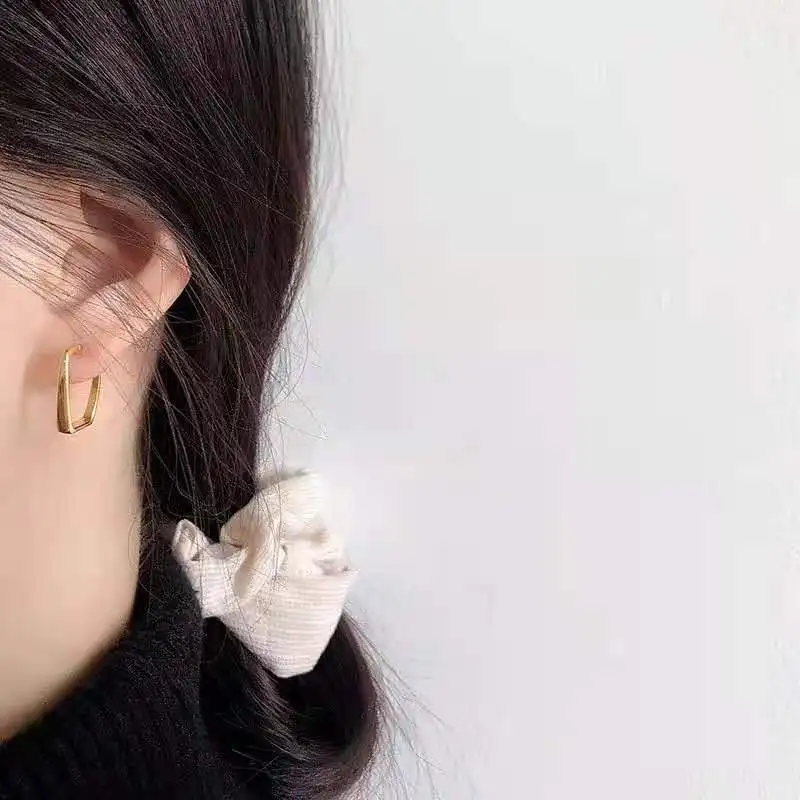 

Trendy 925 Sterling Silver Rectangle Earrings Shiny Classic Earring Cuff For Women Girl Gift Fine Jewelry ER032