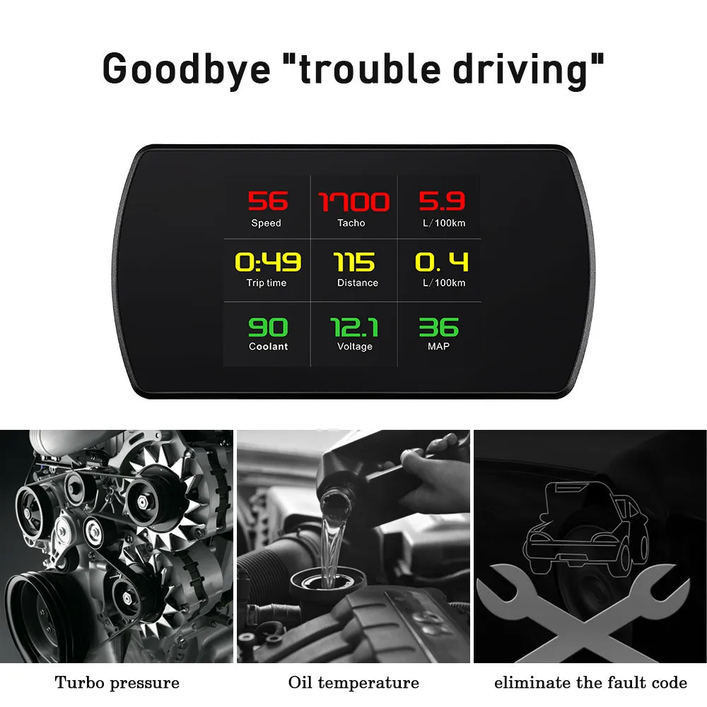 2019 Новинка 4 3 'HD TFT Автомобильный Hud OBD ЖК-дисплей OBD2 Спидометр об/мин Тахометр