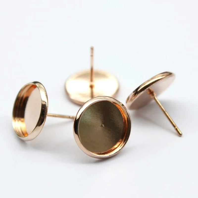 Круглые серьги-гвоздики с покрытием из розового золота 12 мм | Украшения и